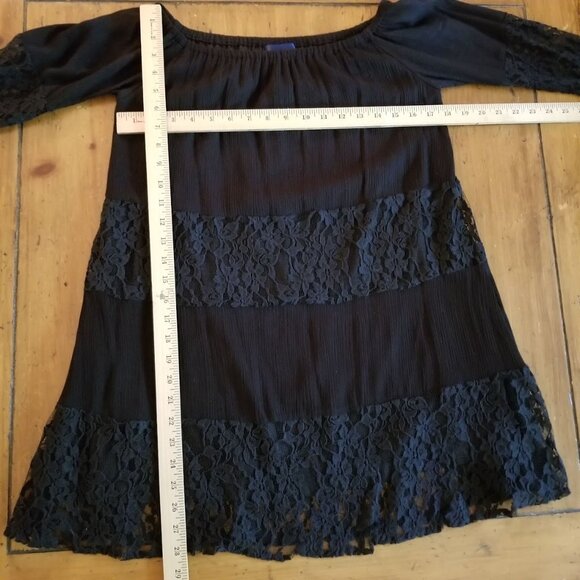 Blue Rain Francesca's Lace 3/4 Length Bell Sleeve Lined  Mini Dress Size Small - Picture 6 of 11